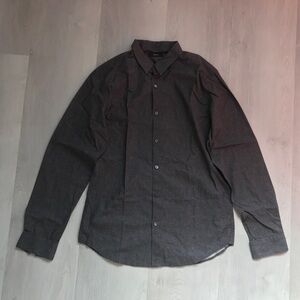 THEORY MENS IRVING TONE DOT GRAY DRESS SHIRT MEDIUM